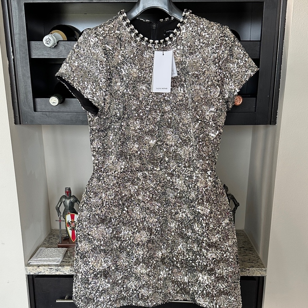NADINE MERABI Erin Dress - Silver Mini Dress - Picture 6 of 9